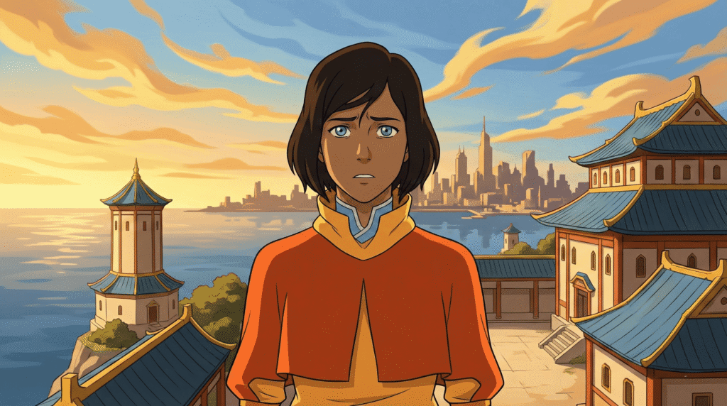 Book 4 (Air) Guide: Love Route vs. Slave Route Endings 4 Korra standing on Air Temple Island in Four Elements Trainer Book 4.