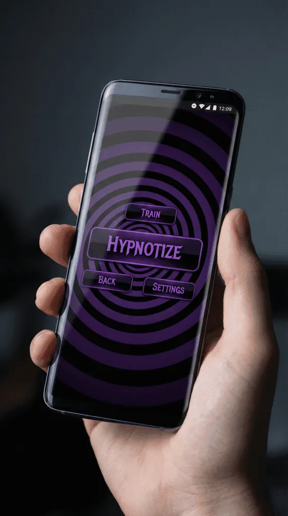 Mobile screen showing the hypnosis menu in the Slave Route.